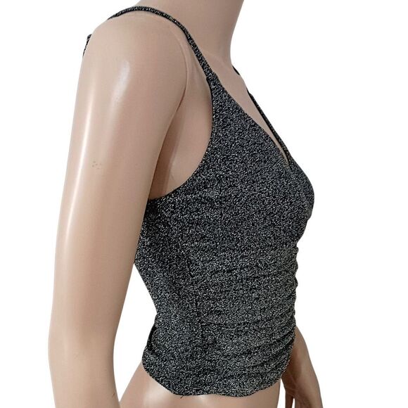 Y2K Coquette Ruched Tank Top XS Crop Corset Cami Goth Glittery Fairy Whimsigoth - Picture 2 of 16